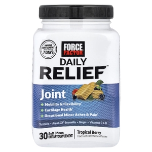 Force Factor, Daily Relief™, добавка для суставов, тропические ягоды, 30 жевательных таблеток (Товар снят с продажи) 