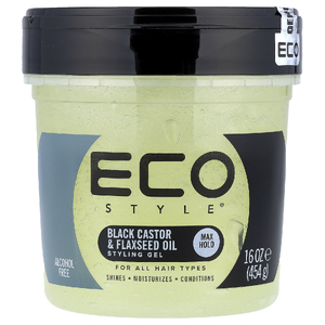 Eco Style, гель для укладки волос, максимальная фиксация, для всех типов волос, черное касторовое масло и льняное масло, 454 г (16 унций)