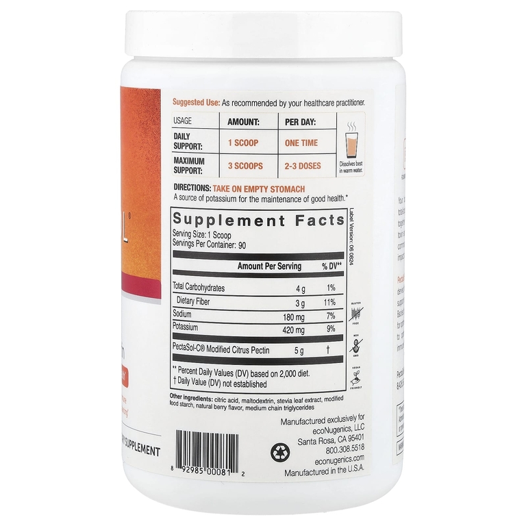 Econugenics, PectaSol®, модифицированный цитрусовый пектин, со вкусом ягод, 552 г (19,5 унции)