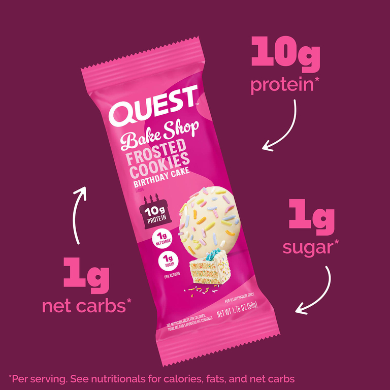 Quest Nutrition, Bake Shop, глазированное печенье, со вкусом торта, 8 пакетиков по 50 г (1,76 унции)