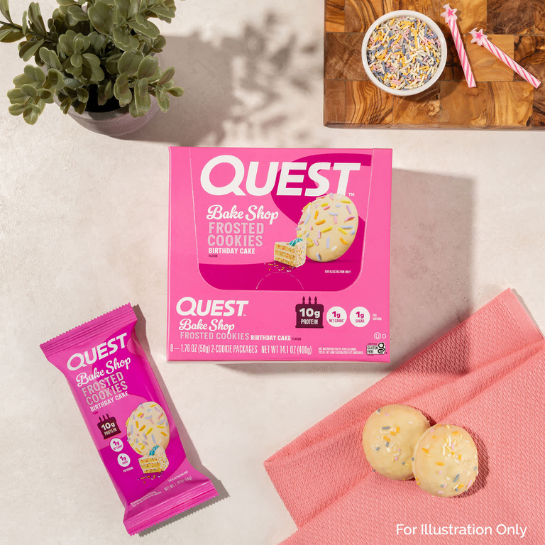 Quest Nutrition, Bake Shop, глазированное печенье, со вкусом торта, 8 пакетиков по 50 г (1,76 унции)