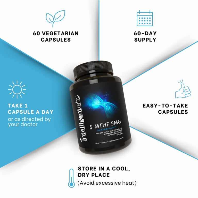 Intelligent Labs, 5-MTHF, 5 мг, 60 вегетарианских капсул