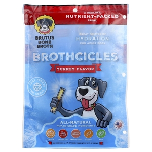 Brutus Bone Broth, Brothcicles, для взрослых собак, с индейкой, 6 тюбиков по 59 мл (2 жидк. унции)