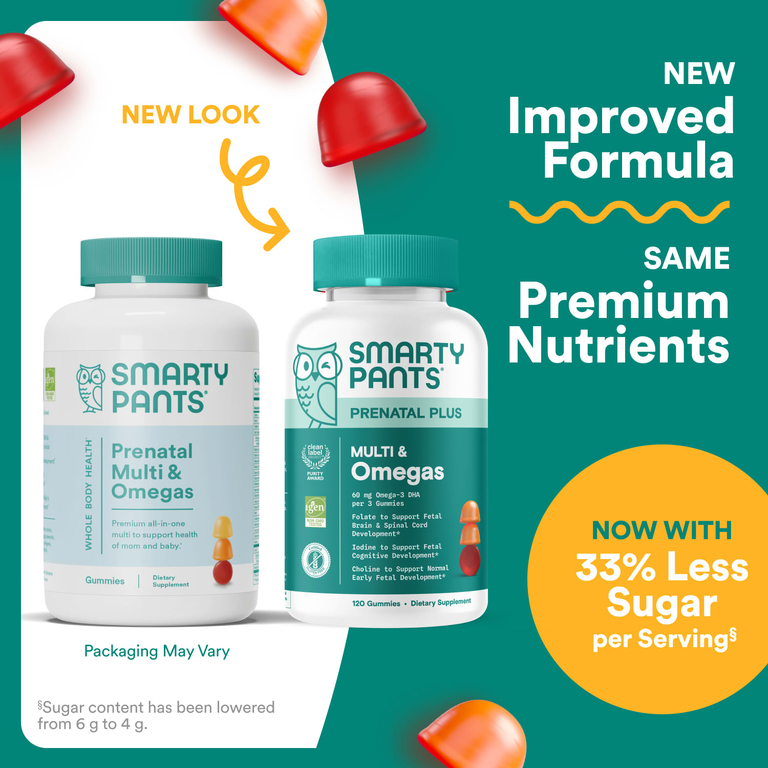 SmartyPants, Prenatal Plus, жевательные мультивитамины и омега, со вкусом апельсина и клубники, 120 жевательных таблеток