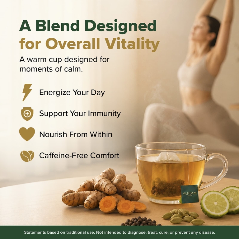 Vahdam Teas, Infusions, травяной чай, куркума и имбирь, без кофеина, 18 пакетиков для заваривания, 32,4 г (1,14 унции)