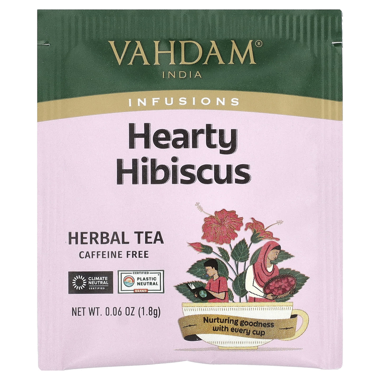 Vahdam Teas, Infusions, травяной чай, гибискус, без кофеина, 100 пакетиков для заваривания, 180 г (6,35 унции)