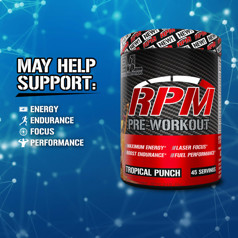 EVLution Nutrition, RPM, предтренировочный комплекс, тропический пунш, 351 г (12,4 унции)