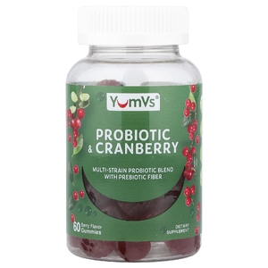 YumVs, жевательные таблетки с пробиотиком и клюквой, со вкусом ягод, 60 жевательных таблеток