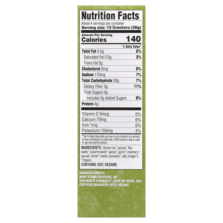 Mary's Gone Crackers, Organic Herb Original, крекеры, 113 г (4 унции)