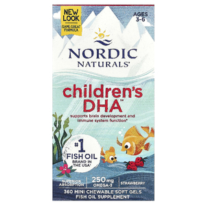 Nordic Naturals, ДГК для детей, для детей от 3 до 6 лет, со вкусом клубники, 360 жевательных мини-капсул