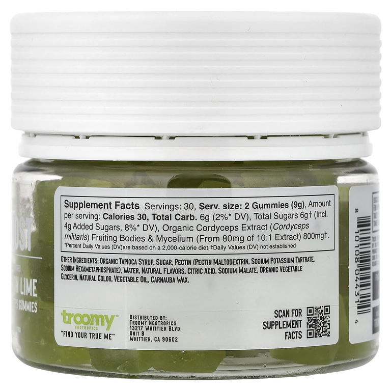 Troomy Nootropics, Boost, Functional Mushrooms Gummies, Lemon Lime, 60 Gummies, 9.52 oz (270 g)