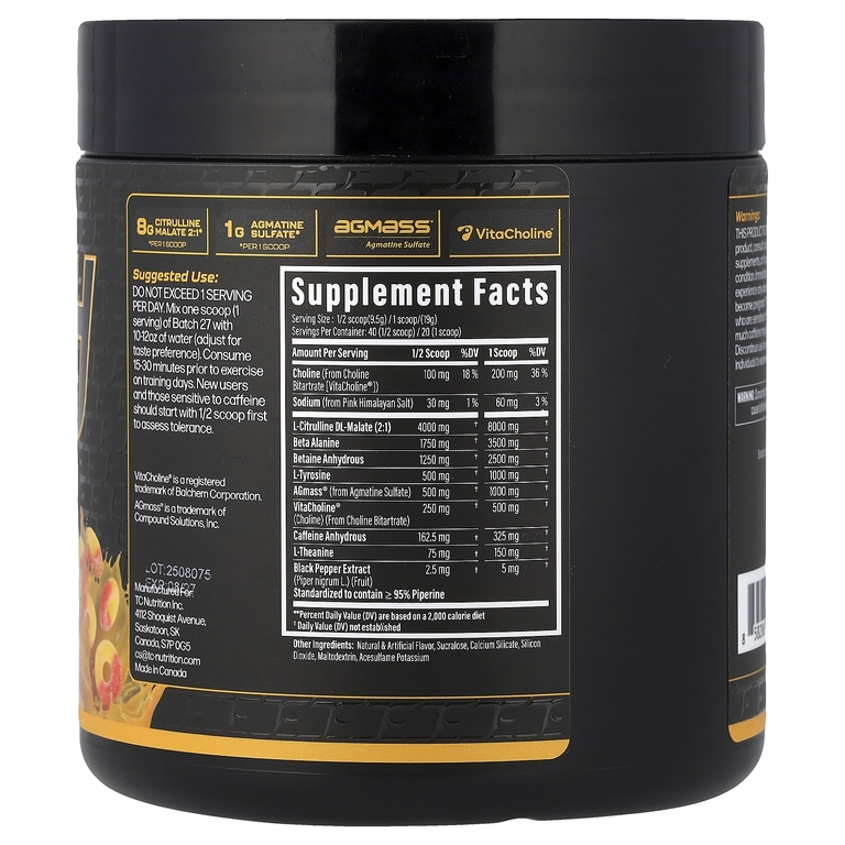 TC Nutrition, Batch 27, полноценная предтренировочная добавка, со вкусом персика, 380 г (13,4 унции) (Товар снят с продажи) 