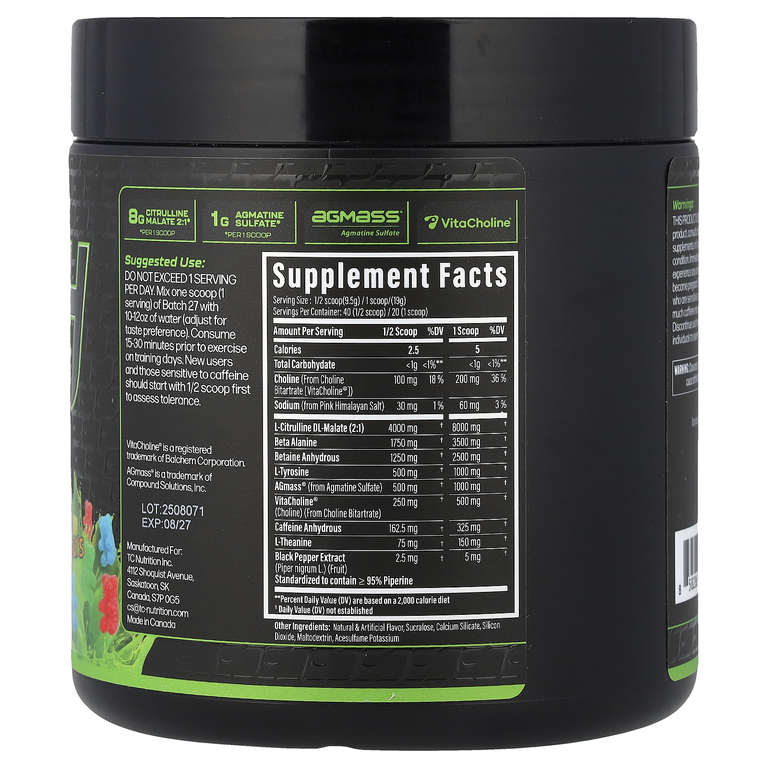 TC Nutrition, Batch 27, предтренировочная добавка, с кислыми жевательными мишками, 380 г (13,4 унции) (Товар снят с продажи) 