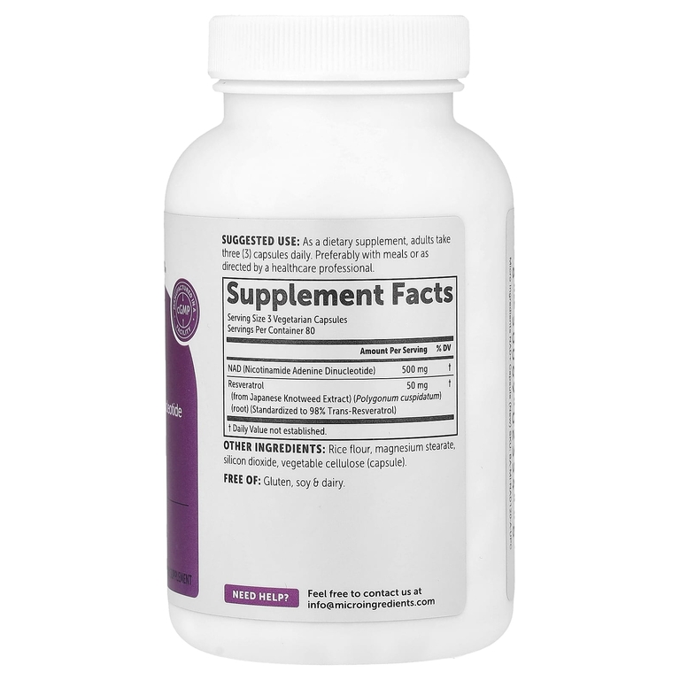 Micro Ingredients, NAD+, 240 вегетарианских капсул