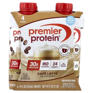 Premier Protein, высокопротеиновый коктейль, со вкусом кофе латте, 4 шт. по 325 мл (11 жидк. унций) (Товар снят с продажи) 