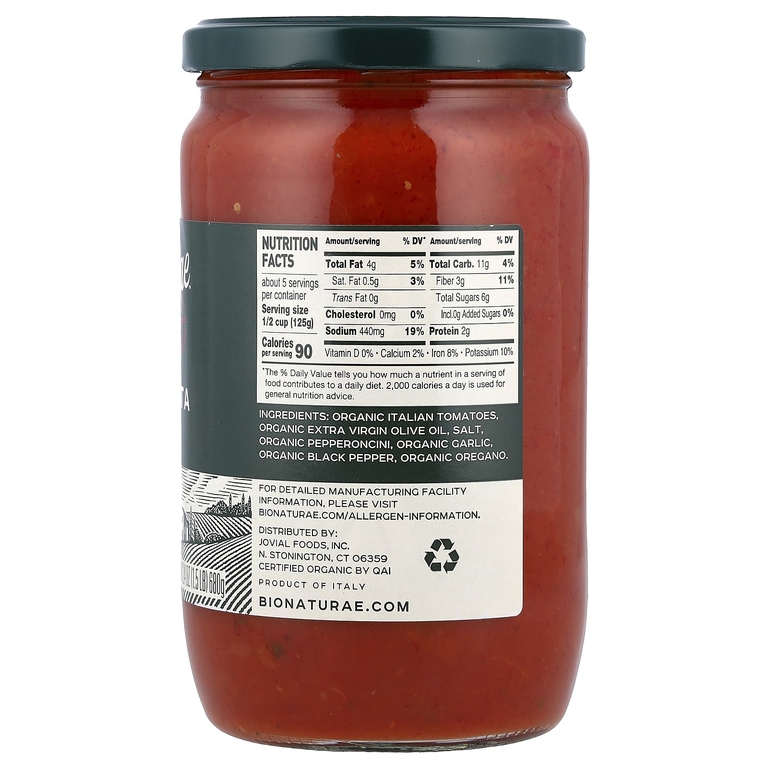 Bionaturae, Bionaturae™, органическая аррабиата, 680 г (24 унции)