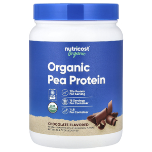 Nutricost, органический гороховый протеин, со вкусом шоколада, 454 г (1 фунт)
