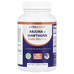 Vitamatic, арджуна и боярышник, 120 растительных капсул