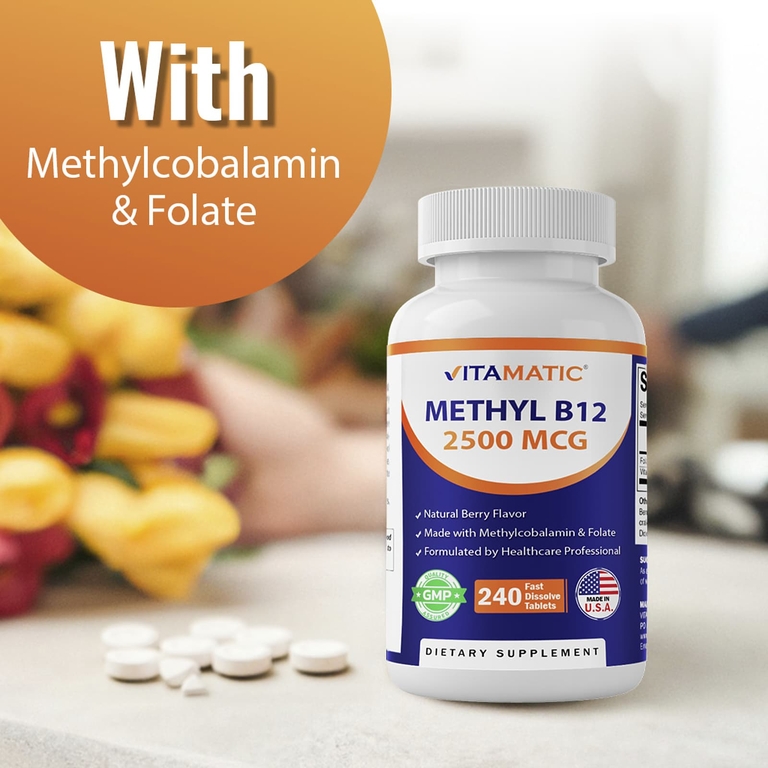 Vitamatic, метил B12, натуральные ягоды, 240 быстрорастворимых таблеток