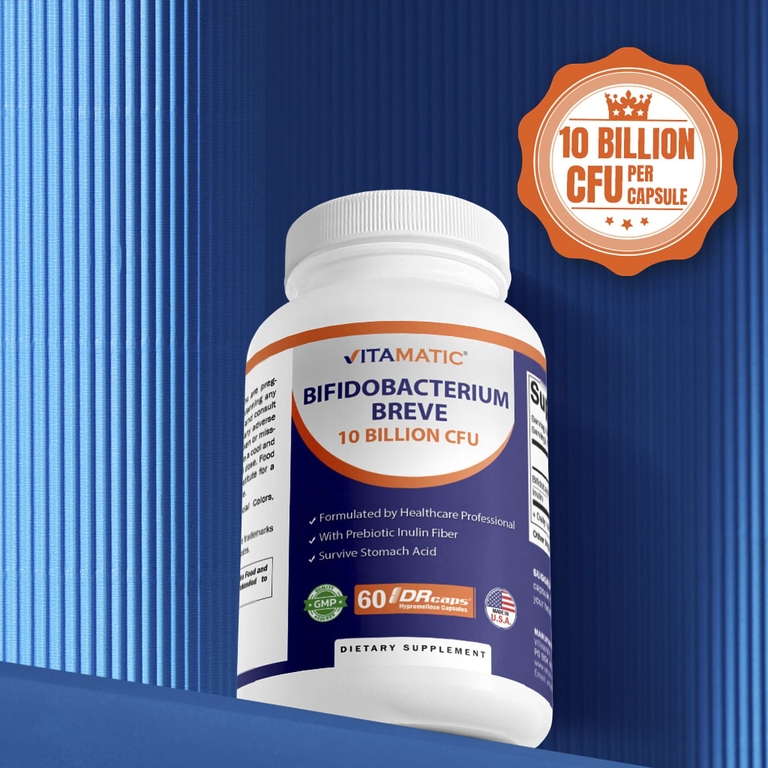Vitamatic, Bifidobacterium breve, 60 капсул DrCaps® из гипромеллозы