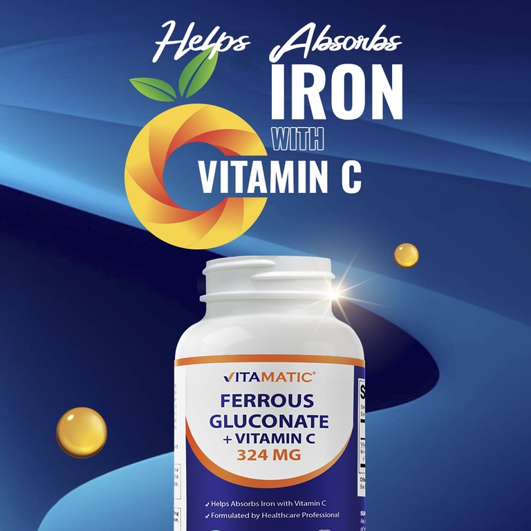 Vitamatic, глюконат железа с витамином C, 250 таблеток