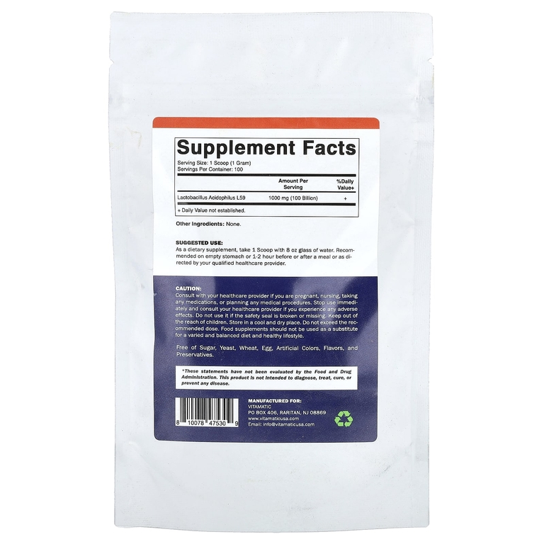 Vitamatic, ацидофильные лактобактерии, 100 г (3,5 унции)