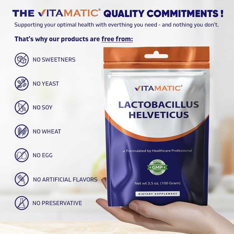 Vitamatic, лактобактерии гельветикус (Lactobacillus helveticus), 100 г (3,5 унции)