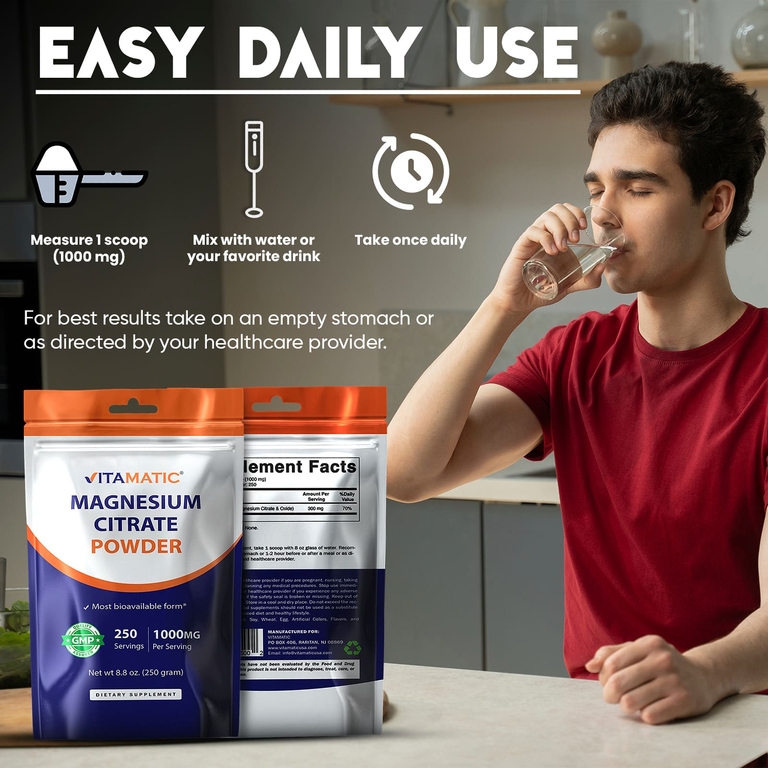 Vitamatic, цитрат магния в порошке, 250 г (8,8 унции)
