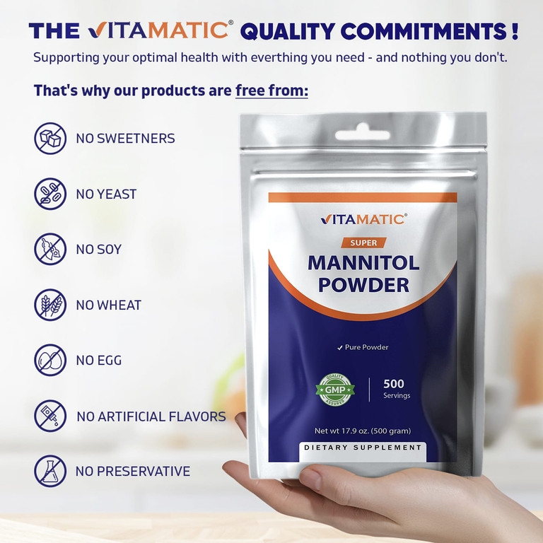 Vitamatic, суперманнит, в порошке, 500 г (17,9 унции)