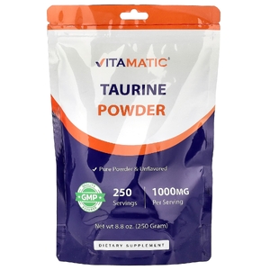 Vitamatic, таурин в порошке, без добавок, 250 г (8,8 унции)