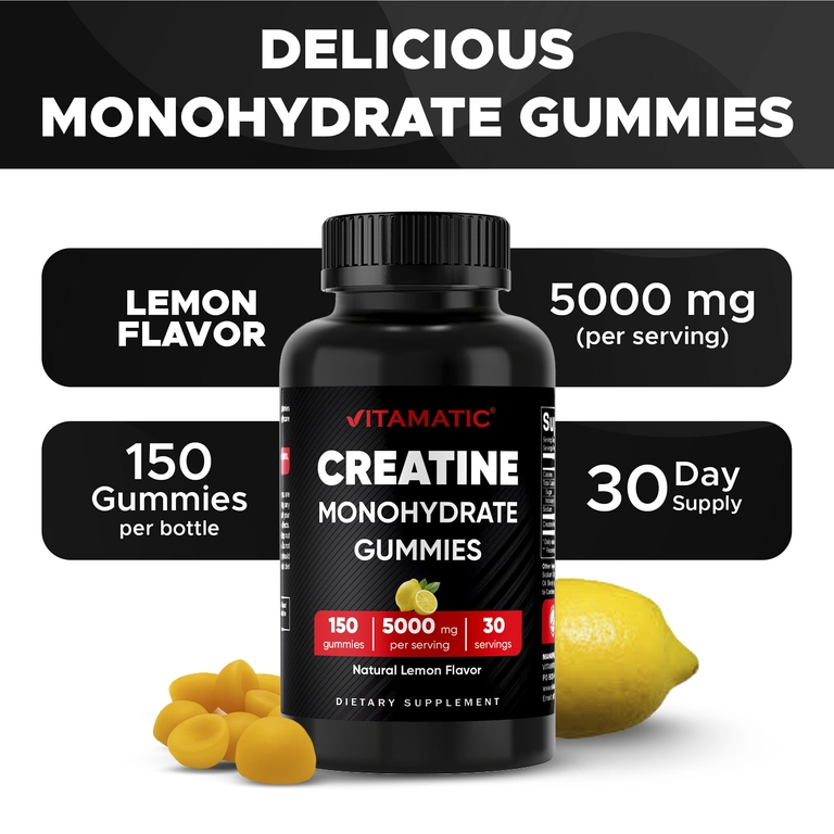 Vitamatic, моногидрат креатина, со вкусом лимона, 150 жевательных таблеток (1000 мг в 1 жевательной таблетке)
