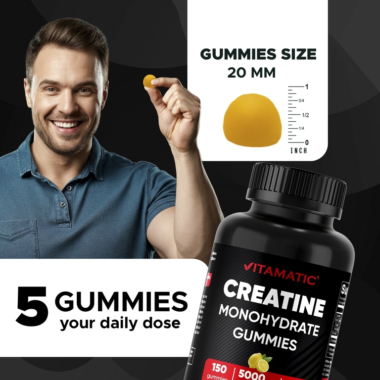 Vitamatic, моногидрат креатина, со вкусом лимона, 150 жевательных таблеток (1000 мг в 1 жевательной таблетке)