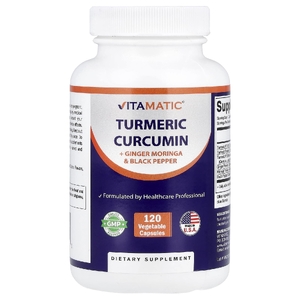 Vitamatic, куркумин из куркумы, имбирь, моринга и черный перец, 120 вегетарианских капсул