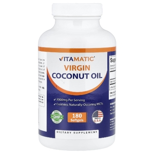 Vitamatic, кокосовое масло первого отжима, 180 капсул (1000 мг в 1 капсуле)