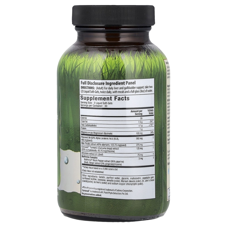 Irwin Naturals, магний для улучшенного усвоения, расторопша и куркума, 60 капсул с жидкостью