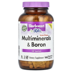 Bluebonnet Nutrition, Мультиминералы с бором, без железа, 180 растительных капсул