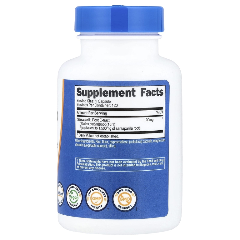 Nutricost, корень сарсапарели, 120 капсул (100 мг в капсуле)