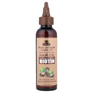 Okay Pure Naturals, Black Jamaican Castor Oil®, натуральное масло для волос, обогащенное биотином, 118 мл (4 жидк. унции)