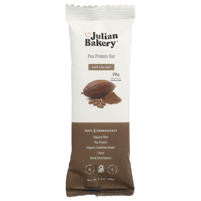 Julian Bakery, батончик с гороховым протеином, темный шоколад, 12 шт. по 60 г (2,1 унции)
