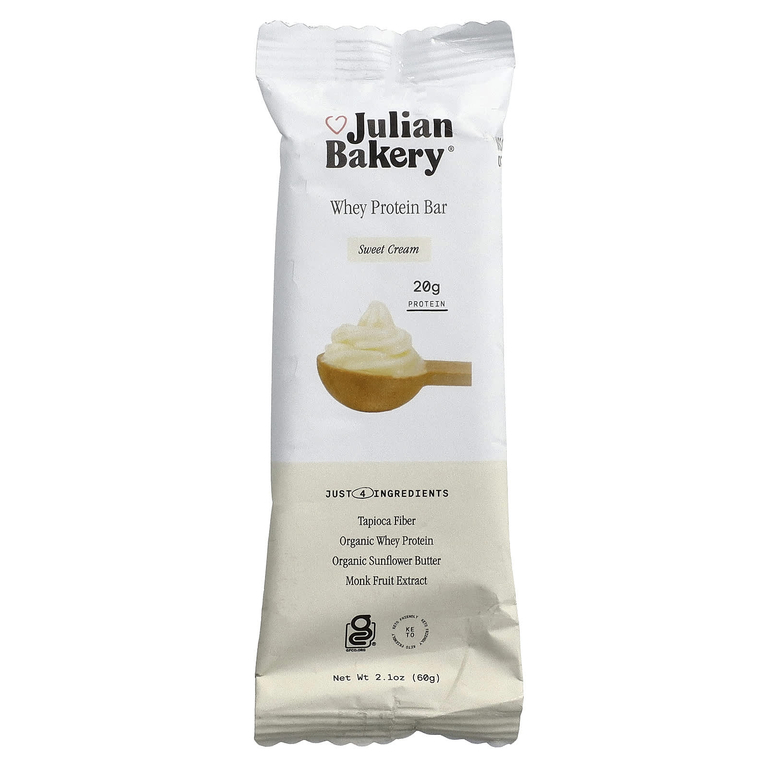Julian Bakery, батончик сывороточного протеина, со вкусом сладких кремов, 12 батончиков по 60 г (2,1 унции)