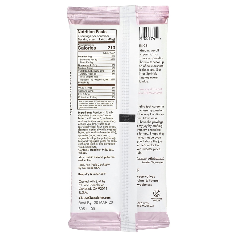 Chuao Chocolatier, молочный шоколад, Sprinkle Dreams™, 80 г (2,8 унции)