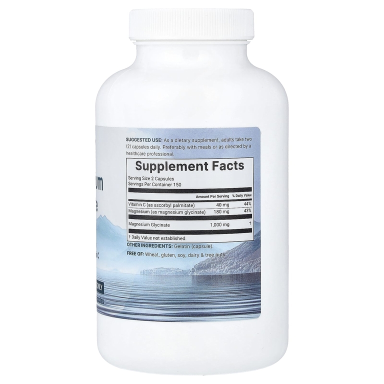 Micro Ingredients, чистый глицинат магния с витамином C, 300 капсул