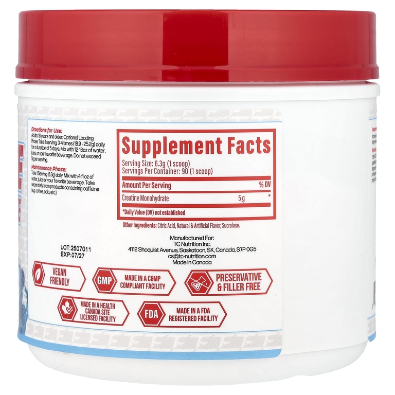 TC Nutrition, моногидрат креатина, Blue Slushie, 90 порций, 567 г (20 унций)
