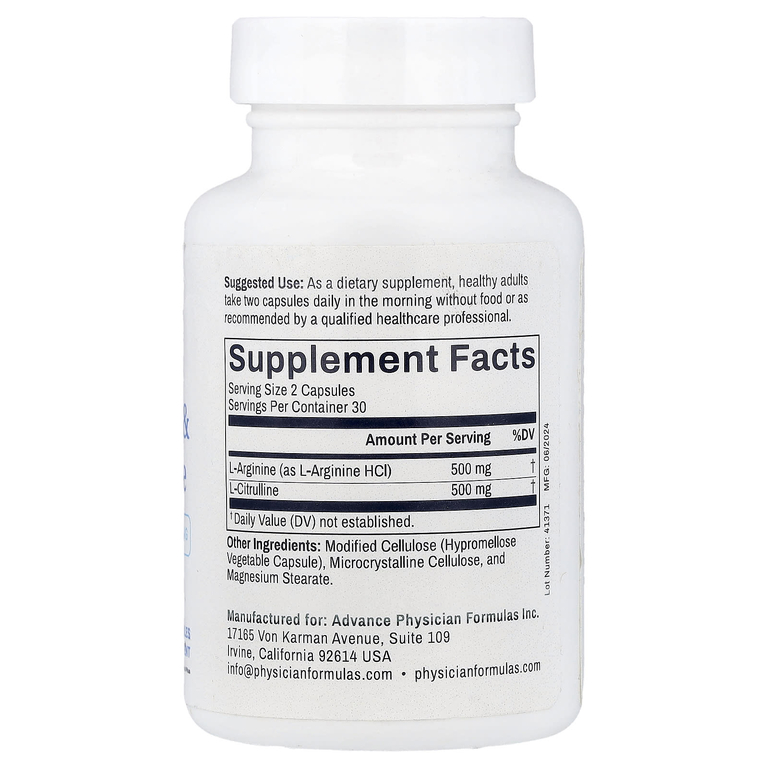 Advance Physician Formulas, L-аргинин и L-цитруллин, 60 растительных капсул