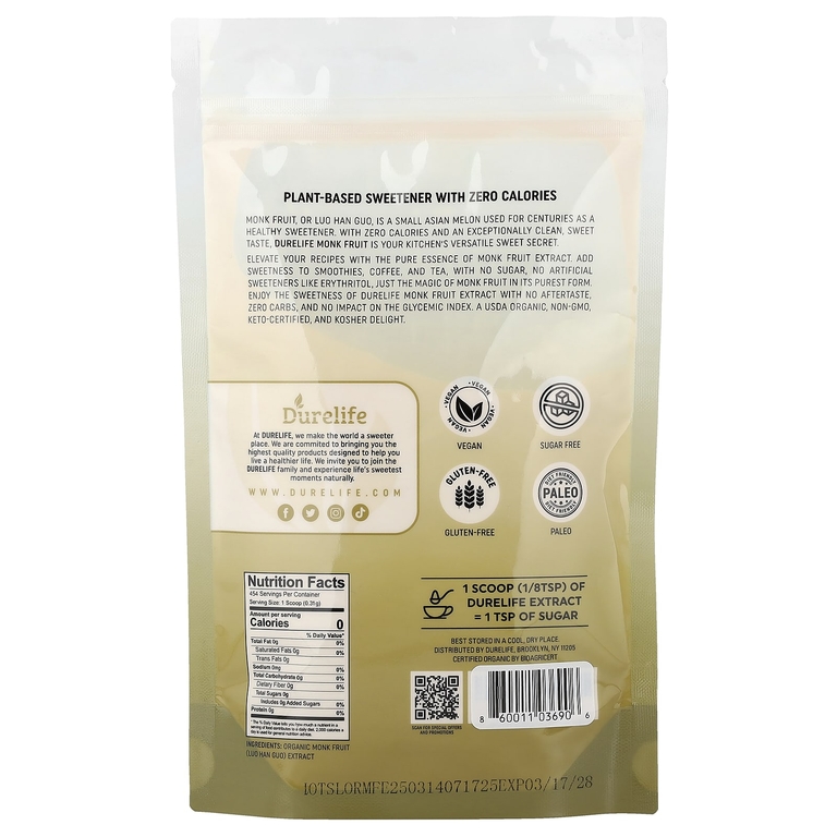 DURELIFE NUTRITION LLC, органический экстракт архата, порошок, 142 г (5 унций)