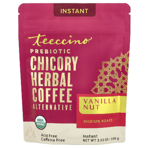 Teeccino, растворимый травяной кофе, ваниль и орех, средней обжарки, без кофеина, 100 г (3,53 унции)