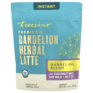 Teeccino, пребиотик, растворимый травяной латте с одуванчиком, смесь с одуванчиком, без кофеина, 224 г (7,9 унции)