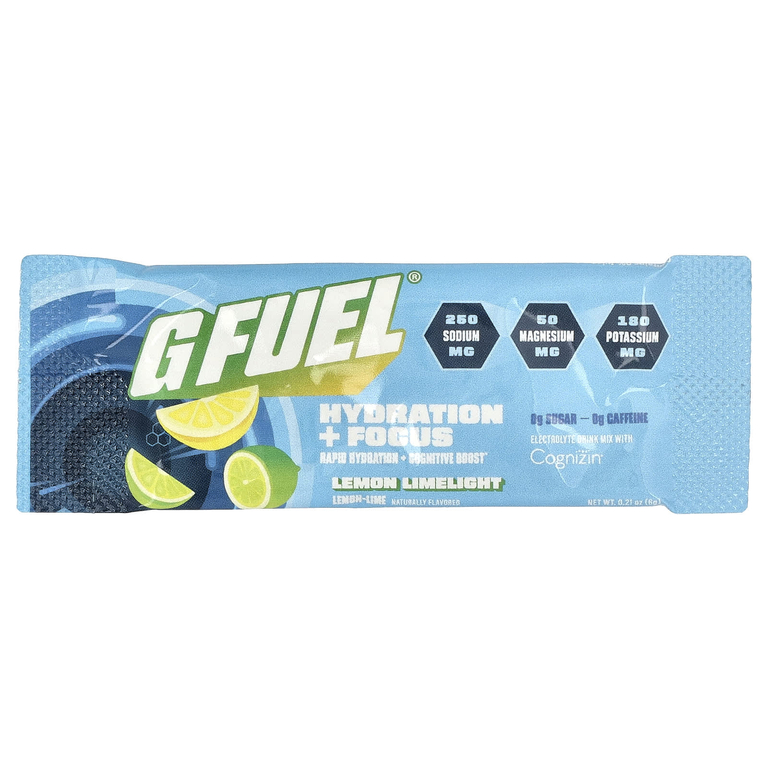 GFUEL, Hydration + Focus, смесь для приготовления электролитического напитка с Cognizin®, лимонный свет, 20 пакетиков по 6 г (0,21 унции)