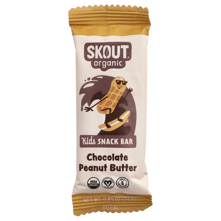 Skout Organic, детские батончики-снеки, с шоколадом и арахисовой пастой, 6 шт. по 24 г (0,85 унции)