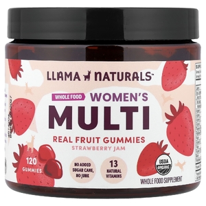Llama Naturals, мультивитамины для женщин, натуральные фрукты, клубничный джем, 120 жевательных таблеток